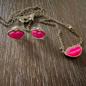 Kendra Scott Pink OPAL Lips Necklace
